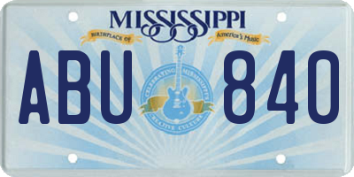 MS license plate ABU840