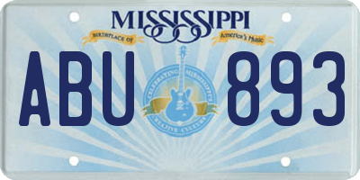 MS license plate ABU893