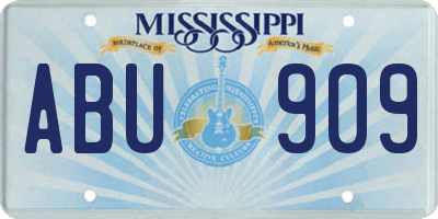 MS license plate ABU909
