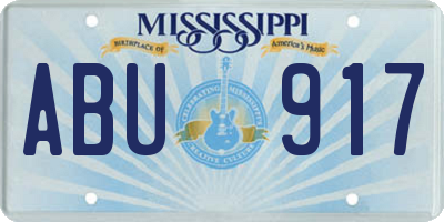MS license plate ABU917
