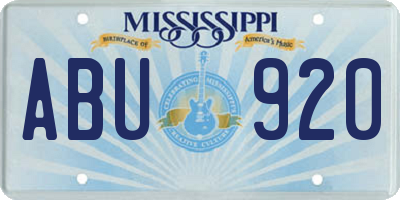 MS license plate ABU920