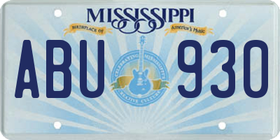 MS license plate ABU930