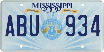 MS license plate ABU934