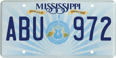 MS license plate ABU972