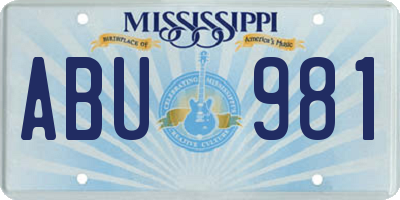 MS license plate ABU981