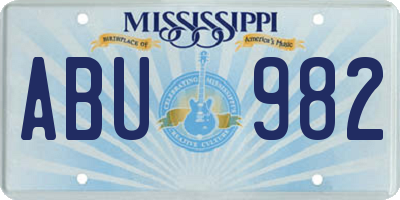 MS license plate ABU982