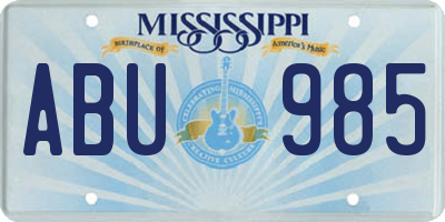 MS license plate ABU985