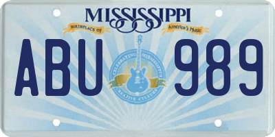 MS license plate ABU989