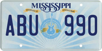 MS license plate ABU990
