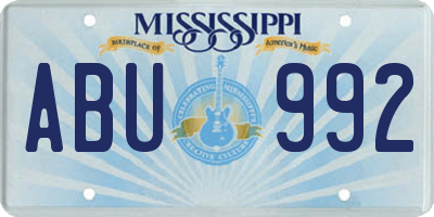 MS license plate ABU992