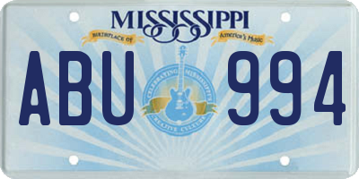 MS license plate ABU994