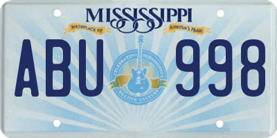 MS license plate ABU998