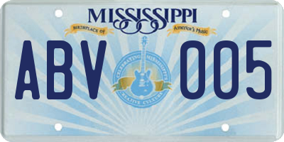MS license plate ABV005