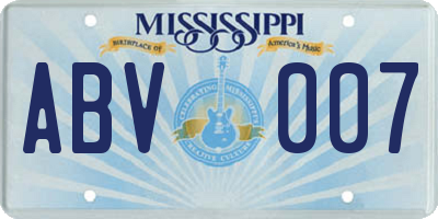 MS license plate ABV007