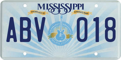 MS license plate ABV018