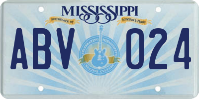 MS license plate ABV024