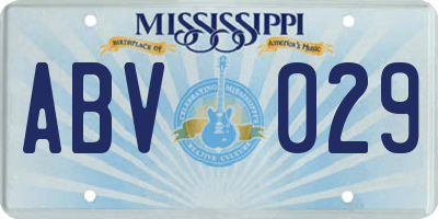 MS license plate ABV029