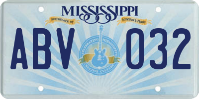 MS license plate ABV032