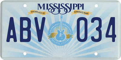 MS license plate ABV034