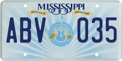 MS license plate ABV035