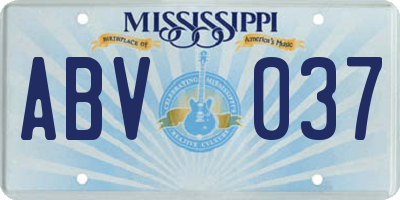 MS license plate ABV037