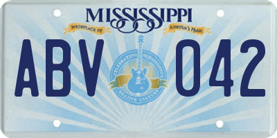 MS license plate ABV042