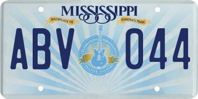 MS license plate ABV044