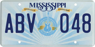 MS license plate ABV048