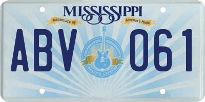 MS license plate ABV061