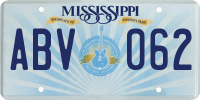 MS license plate ABV062