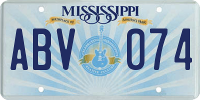 MS license plate ABV074