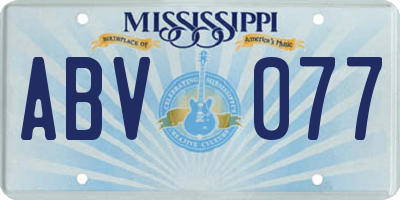 MS license plate ABV077