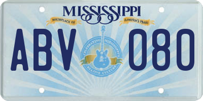 MS license plate ABV080
