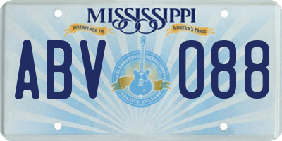 MS license plate ABV088