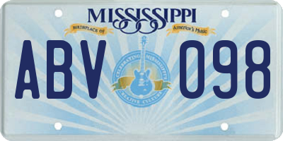 MS license plate ABV098
