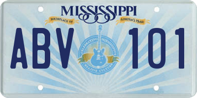 MS license plate ABV101