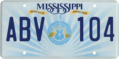 MS license plate ABV104