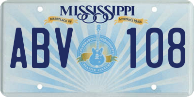 MS license plate ABV108