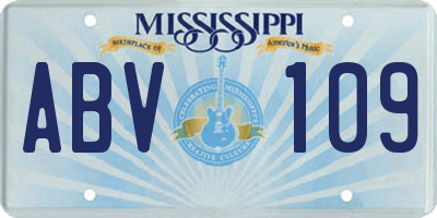 MS license plate ABV109