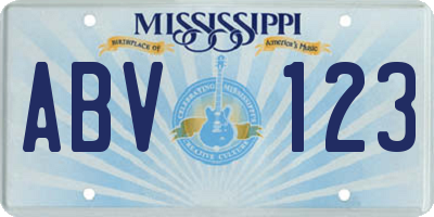 MS license plate ABV123