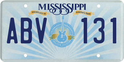 MS license plate ABV131