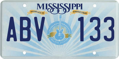 MS license plate ABV133