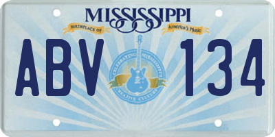 MS license plate ABV134