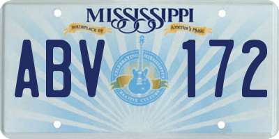 MS license plate ABV172