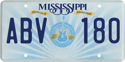 MS license plate ABV180
