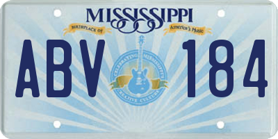 MS license plate ABV184