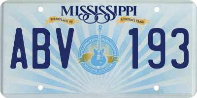 MS license plate ABV193