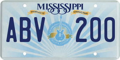 MS license plate ABV200