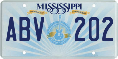 MS license plate ABV202