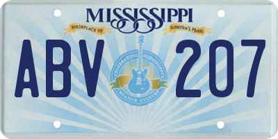 MS license plate ABV207